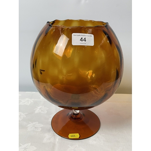 44 - LARGE VINTAGE AMBER GLASS VASE