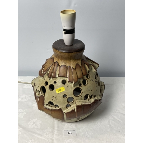46 - SHELF POTTERY TABLE LAMP MADE IN HALIFAX