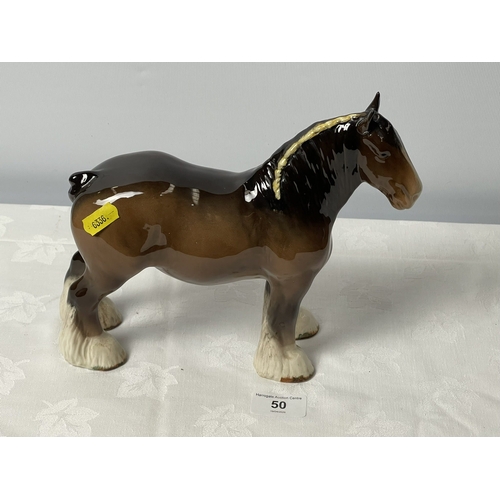 50 - VINTAGE 1970s BESWICK BROWN SHIRE HORSE