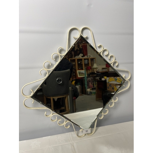 52 - VINTAGE WROUGHT IRON FRAMED MIRROR