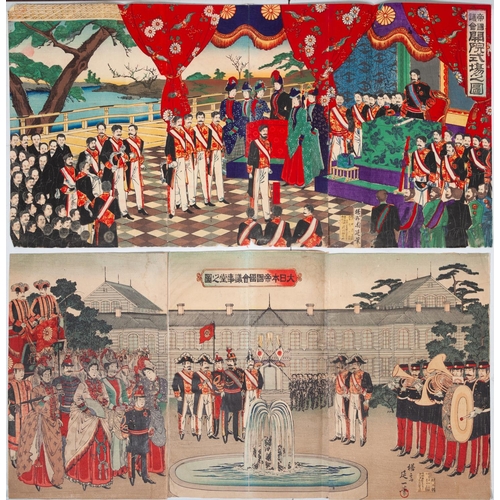 127 - Set of 5 Triptychs, Meiji EmperorChikanobu Yoshu (1838�1912), Tankei Inoue (1864-1889), Nobukazu (18... 