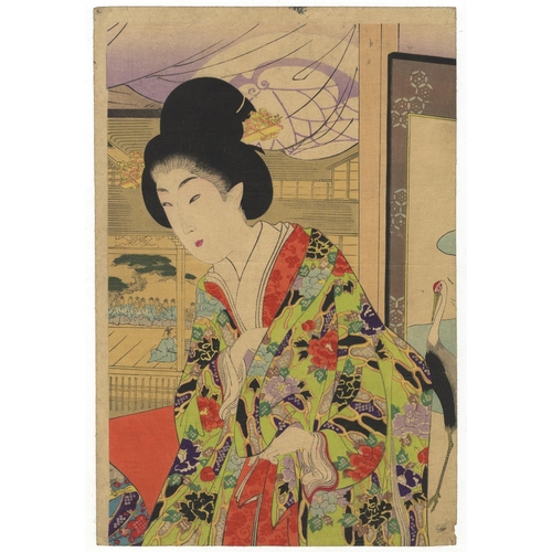 137 - Chikabonu Toyohara, Beauty Triptych, Noble Ladies, Tokugawa EraNoble Ladies in the Tokugawa Era. Ori... 