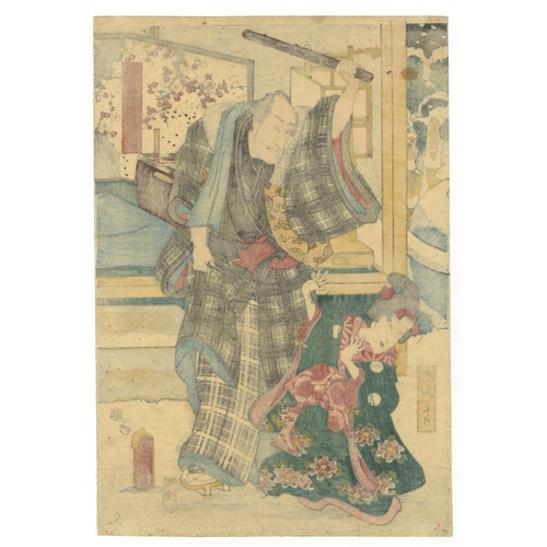 18 - Toyokuni III Utagawa, Traditional Kabuki Theatre, Winter Scene, Edo PeriodKabuki play, Satonouwasa Y... 