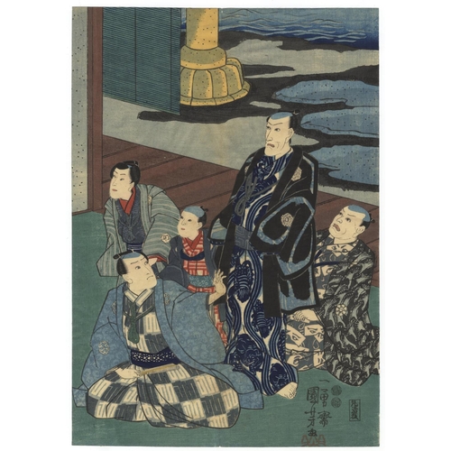 203 - Kuniyoshi Utagawa, Famous Kabuki Actors, Edo PeriodFamous Kabuki Actors. Original Japanese Woodblock... 