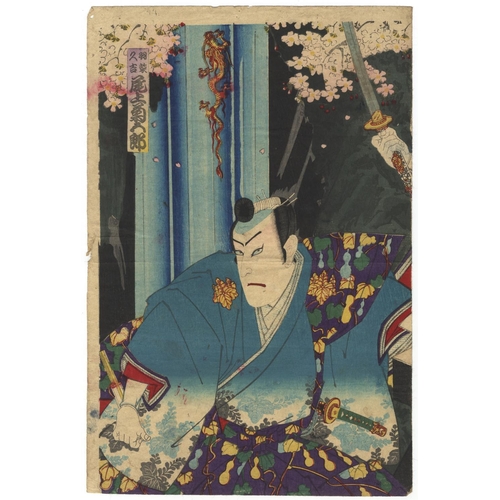 216 - Kunichika Toyohara, Kabuki Play, The Golden Pavilion, Meiji PeriodKabuki play, Kinkakuji. Original J... 