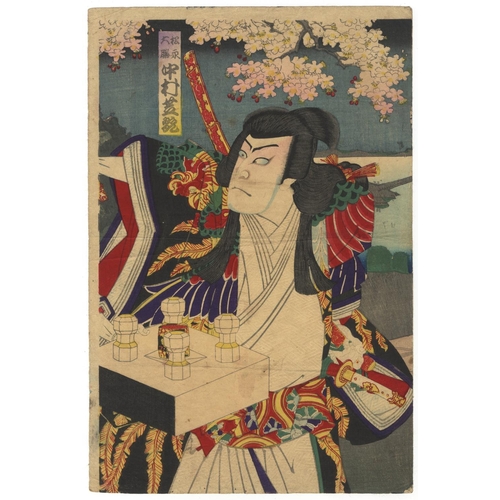 216 - Kunichika Toyohara, Kabuki Play, The Golden Pavilion, Meiji PeriodKabuki play, Kinkakuji. Original J... 