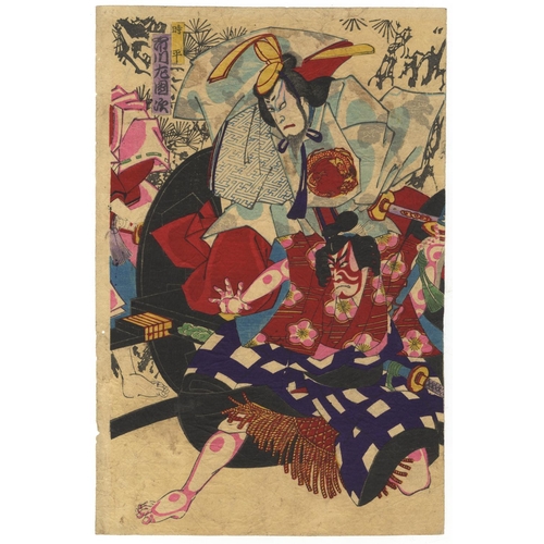 254 - Kunisada III Utagawa, Kabuki Actors Posing, Kumadori MakeupKabuki play, Sugawara and the Secrets of ... 