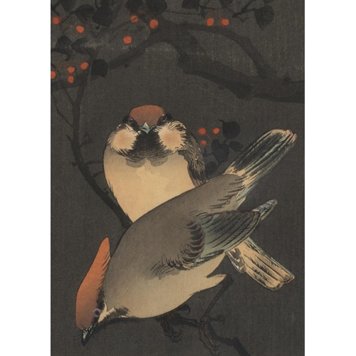 280 - Koson Ohara, Starlings, Night, Kacho-ga, Bird and Flower, Early 20th CenturyStarlings and Cherry Tre... 