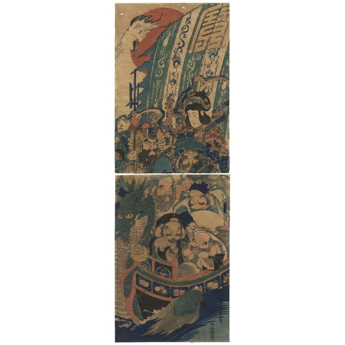 303 - Hiroshige I Utagawa, Shichifukujin, Seven Lucky Gods, Kakemono-e, Edo Period Seven Gods of Fortune. ... 