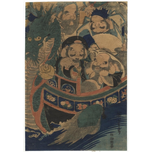 303 - Hiroshige I Utagawa, Shichifukujin, Seven Lucky Gods, Kakemono-e, Edo Period Seven Gods of Fortune. ... 