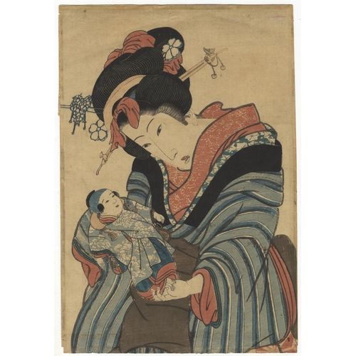 304 - Eizan Kikukawa, Bijin-ga, Kakemono-e, Beauty, Ukiyo-e, Edo PeriodBeauty and Doll. Original Japanese ... 