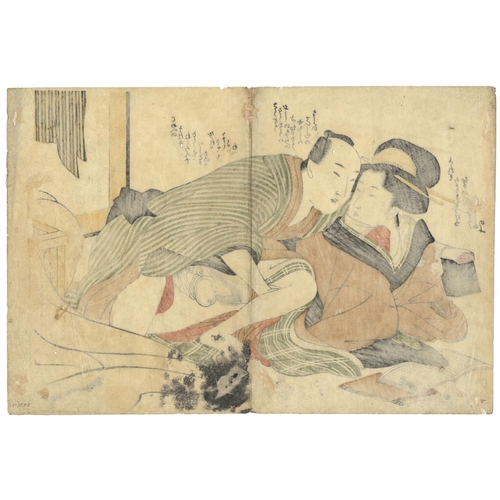 305 - Shunga, Two Lovers, Japanese Erotica, Authentic Original Japanese Woodblock Print, Mid 19th CenturyT... 