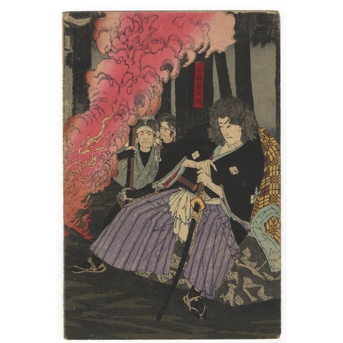 314 - Yoshitoshi Tsukioka, Suikoden, Triptych, Samurai, Musha-e, Late 19th CenturyTempo Suikoden (The Wate... 