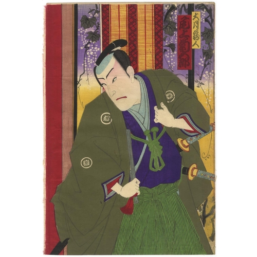 318 - Kunimasa IV Utagawa, Kunichika Toyohara, Set of 2 Prints, Kabuki Theatre, Play, Actors, Ukiyo-e, Mei... 