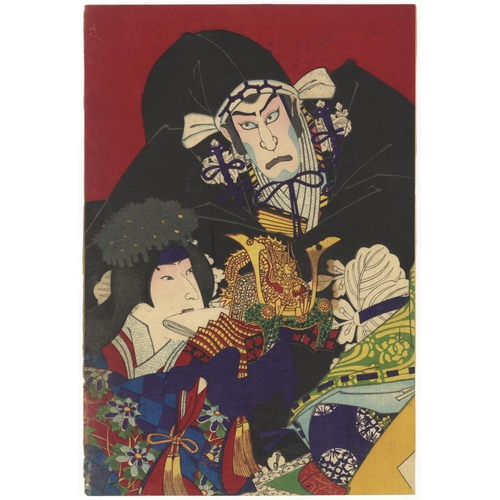 321 - Kunichika Toyohara , Chikanobu Toyohara, Set of 2 Prints, Kabuki Play, Chuhsingura, Meji Period(1) K... 