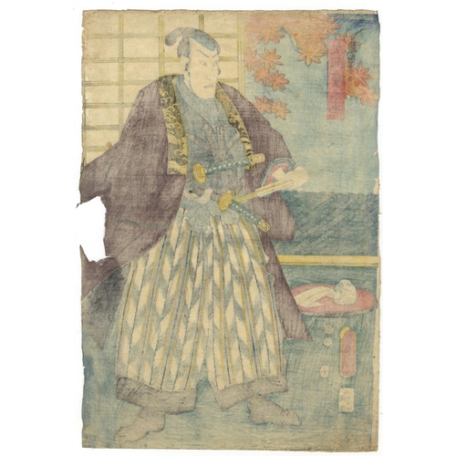 330 - Ginko Adachi, Toyokuni III Utagawa, Set of 2 Prints, The Alternate Attendance, Chushingura, Meiji Pe... 