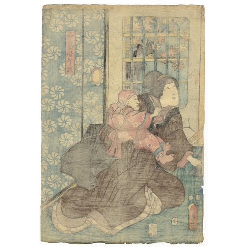 330 - Ginko Adachi, Toyokuni III Utagawa, Set of 2 Prints, The Alternate Attendance, Chushingura, Meiji Pe... 