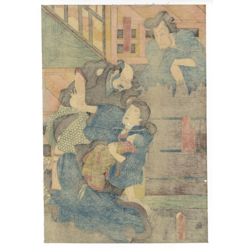 332 - Toyokuni III Utagawa, Kabuki Play, Theatre, Bandits, Edo PeriodHigashi-yama Sakura Zoshi. Original J... 