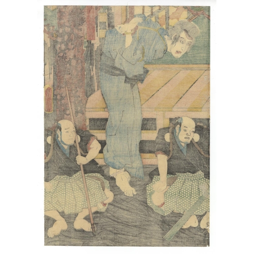 332 - Toyokuni III Utagawa, Kabuki Play, Theatre, Bandits, Edo PeriodHigashi-yama Sakura Zoshi. Original J... 