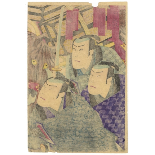 45 - Toyohara Kunichika, Scene from a Kabuki Play, Meiji PeriodKabuki play, Sanzenryo Hatsuni Suematsu. O... 