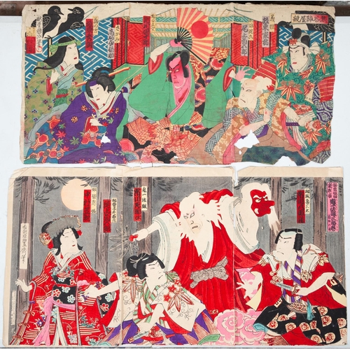 65 - Set of 8 Triptychs, Tale of Genji, Beauty, War Prints, KabukiToyokuni III Utagawa (1786-1865), Yoshi... 