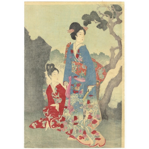 7 - Chikanobu Yoshu, Beauties in Wisteria Garden, Meiji PeriodWisteria Garden from the Series High-ranki... 