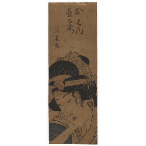 8 - Eisen Keisai, Hashira-e, Lovers, Edo PeriodLovers Ohan and Choemon. Original Japanese Woodblock Prin... 