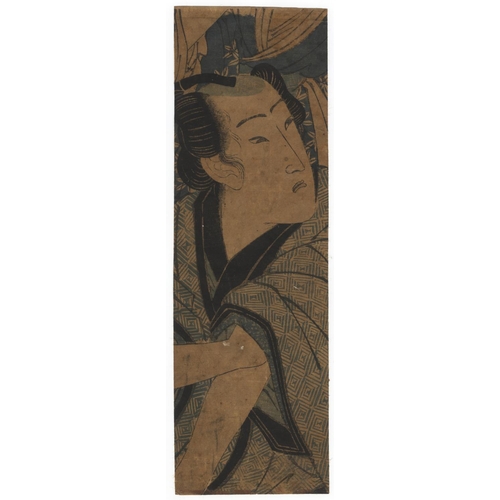 8 - Eisen Keisai, Hashira-e, Lovers, Edo PeriodLovers Ohan and Choemon. Original Japanese Woodblock Prin... 