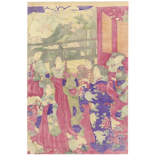 85 - Chikanobu Yoshu, Japanese Emperor, Cherry Blossom, Meiji PeriodEmperor Enjoying the Cherry Blossom. ... 