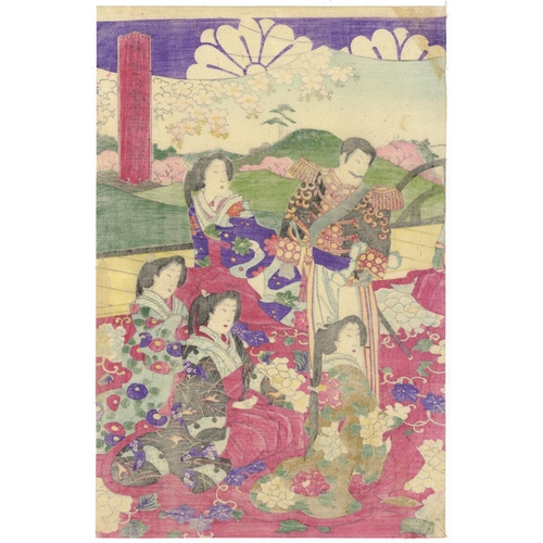 85 - Chikanobu Yoshu, Japanese Emperor, Cherry Blossom, Meiji PeriodEmperor Enjoying the Cherry Blossom. ... 