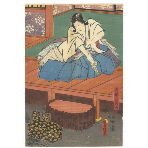 104 - Toyokuni III Utagawa, Kabuki, Imose-yama Onna Teikin, Triptych, Edo Artist: Toyokuni III Utagawa (17... 