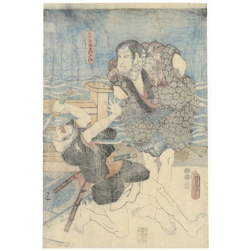 105 - Toyokuni III Utagawa, Kabuki, Meiboku Sendaihagi, Triptych, Edo Artist: Toyokuni III Utagawa (1786-1... 