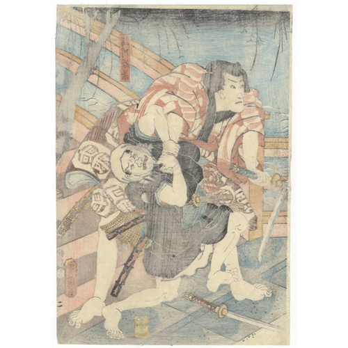 105 - Toyokuni III Utagawa, Kabuki, Meiboku Sendaihagi, Triptych, Edo Artist: Toyokuni III Utagawa (1786-1... 