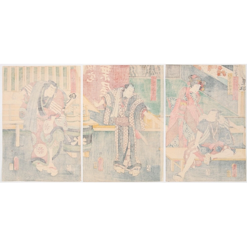 111 - Toyokuni III Utagawa, Kabuki, Yaoya Oshichi, Triptych, Edo Artist: Toyokuni III Utagawa (1786-1865).... 