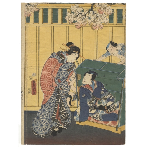 115 - Toyokuni III Utagawa, Genji-e, Genji, Princess Rokujo, Triptych, Edo Artist: Toyokuni III Utagawa (1... 