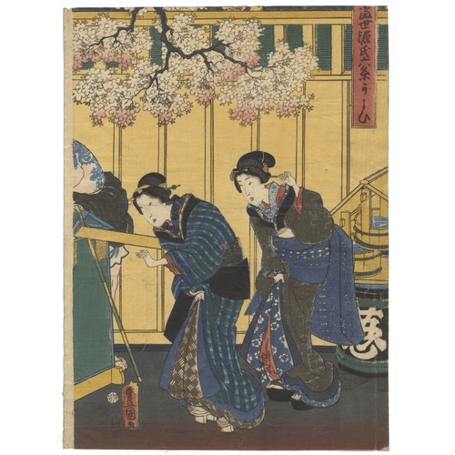 115 - Toyokuni III Utagawa, Genji-e, Genji, Princess Rokujo, Triptych, Edo Artist: Toyokuni III Utagawa (1... 