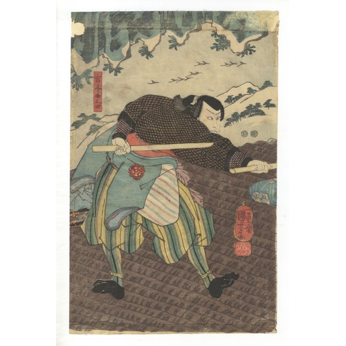 116 - Kuniyoshi Utagawa, Kabuki, Chigusa no Aki, Tsuki no Miyamoto, Diptych, Edo Artist: Kuniyoshi Utagawa... 