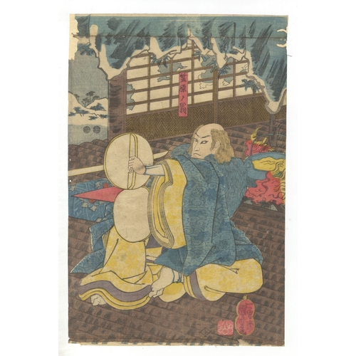 116 - Kuniyoshi Utagawa, Kabuki, Chigusa no Aki, Tsuki no Miyamoto, Diptych, Edo Artist: Kuniyoshi Utagawa... 