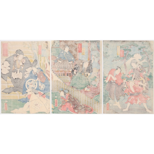 117 - Toyokuni III Utagawa, Kabuki, Chushingura, Act 12, Faithful Samurai, Triptych, Edo Artist: Toyokuni ... 