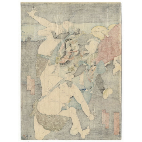 119 - Yoshitaki Utagawa, Kabuki, Kameyama Banashi, Diptych, Meiji Artist: Yoshitaki Utagawa (1841-1899). T... 