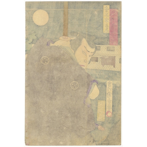 136 - Chikashige Morikawa, Kabuki, Kumoni Mimagou, Night, Triptych, Meiji Chikashige Morikawa (active 1869... 