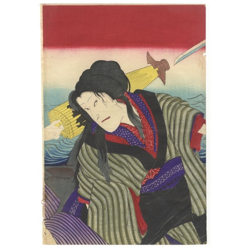 151 - Kunichika Toyohara, Kabuki, Toji-awase Oden, Triptych, Meiji Artists: Kunichika Toyohara (1835-1900)... 