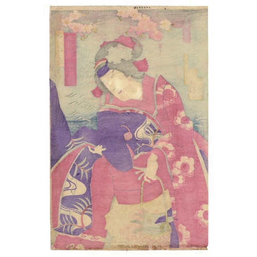 161 - Chikanobu Toyohara, Kabuki, Futa-omote Mizu, Triptych, Meiji Artist: Chikanobu Toyohara (1838-1920).... 