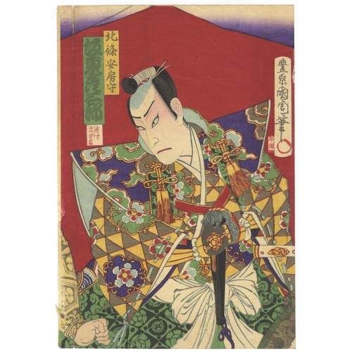 172 - Kunichika Toyohara, Set of 2 Kabuki Triptychs, Japanese Theatre Actors, Meiji Top. 
Artist: Kunichik... 