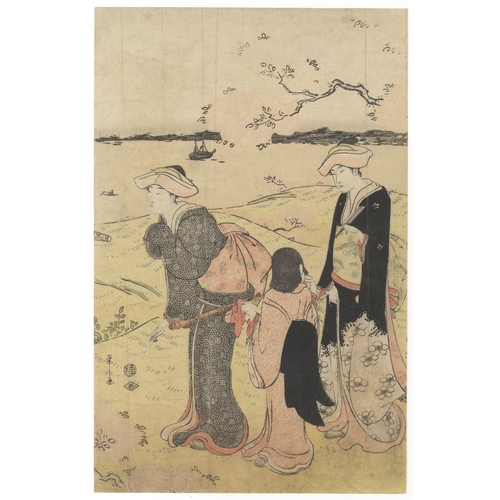 78 - Eishi Chobunsai, Court Ladies, Triptych, Japanese Woodblock Print, Artist: Eishi Chobunsai (1756 - 1... 