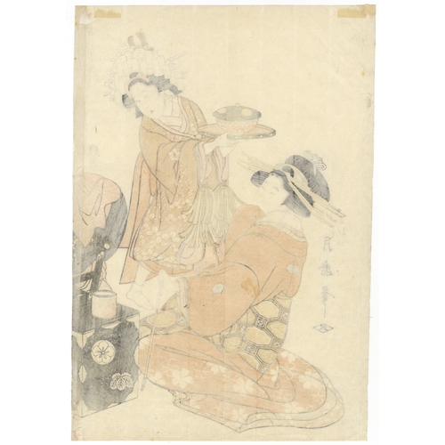 79 - Tsukimaro, Courtesan, Triptych, Japanese Woodblock Print, Artist: Tsukimaro (c. 1800 - 1830)
Title: ... 