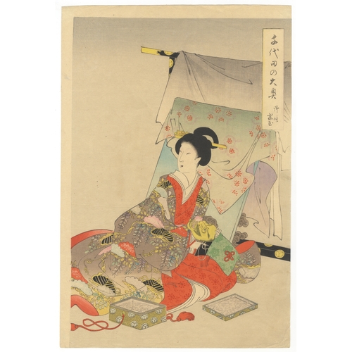 152 - Chikanobu Yoshu, Beauty, Chiyoda, Theatre, Japanese woodblock print, Artist: Chikanobu Yoshu (1838 -... 