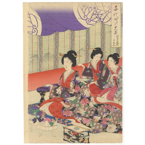 161 - Chikanobu Yoshu, Beauty, Chiyoda, Festival, Japanese woodblock print, Artist: Chikanobu Yoshu (1838-... 