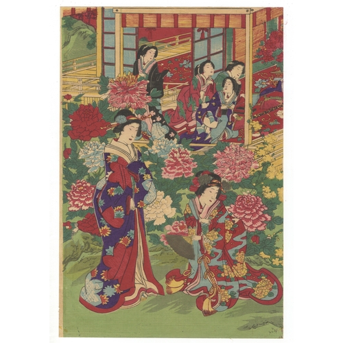 167 - Chikanobu Yoshu, Beauty, Banquet, Japanese woodblock print, Artist: Chikanobu Yoshu (1838–1912)
Titl... 