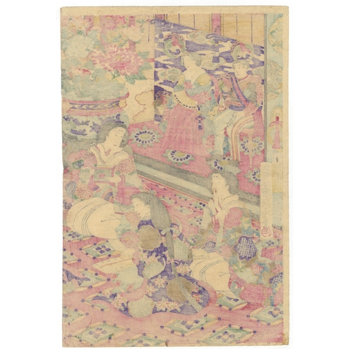 168 - Fusatane Utagawa, Beauty, Spring, Music, Japanese woodblock print, Artist: Fusatane Utagawa (1854-18... 